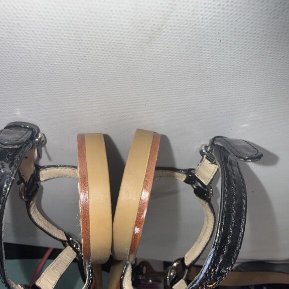 Coach Rue Black Patent Leather Flat Slingback Designer Thong Sandals 7.5 - Picture 11 of 14